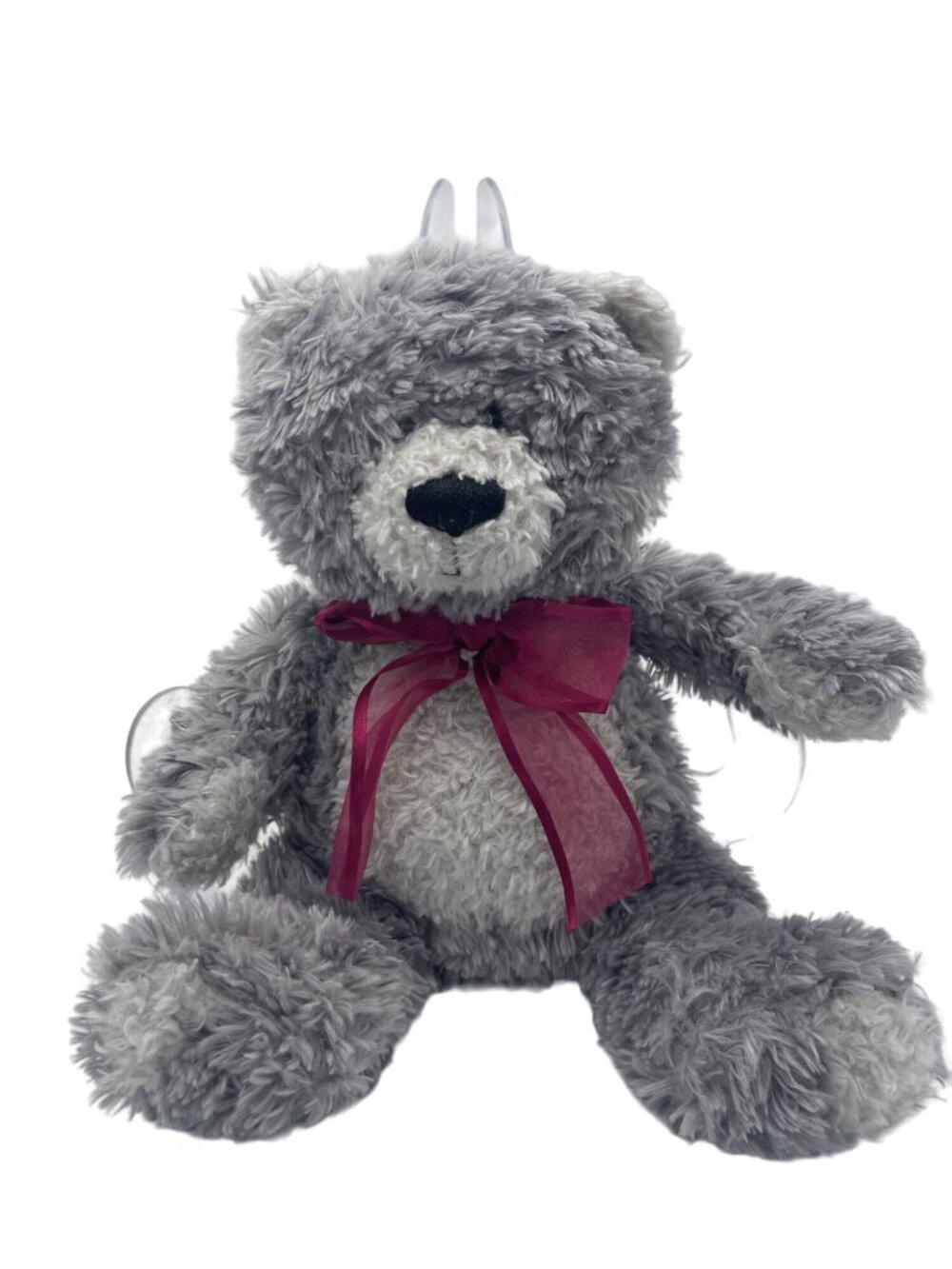 Aurora World Gray Teddy Bear Plush Stuffed Animal Toy Pink Bow Ribbon